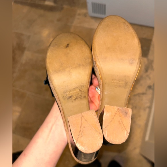 Prada Cork Platform Horsebit Patent Leather Slides 37 - Picture 8 of 10